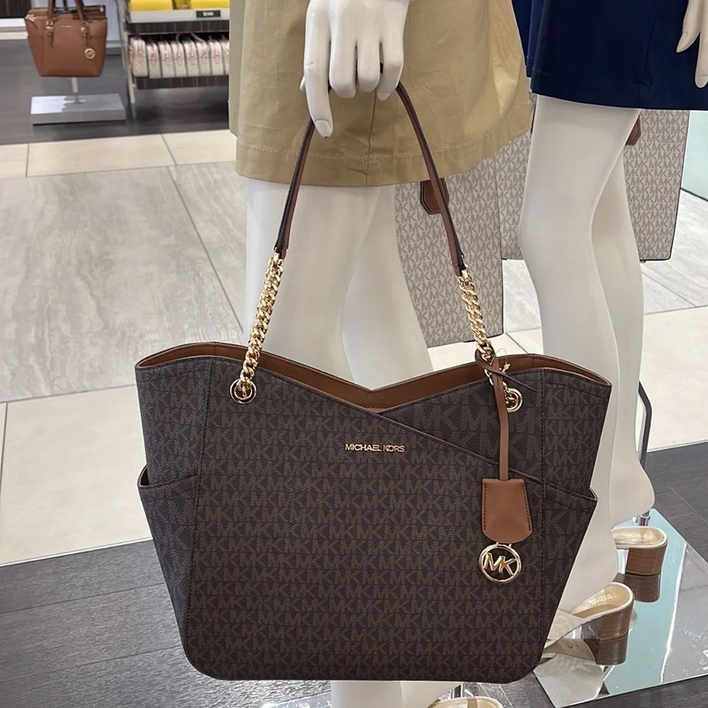 Michael Kors Jet Set Travel Large Chained Tote Shoulder Bag MK Brown 
NWT - Picture 10 of 16